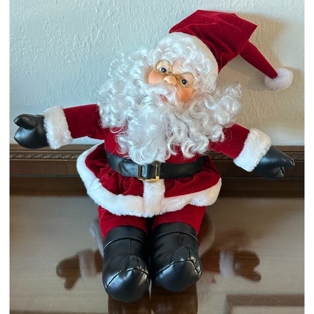 Vintage Santa Claus Plush with Rubber Face‎ 18'' Soft Toy Decor Plush